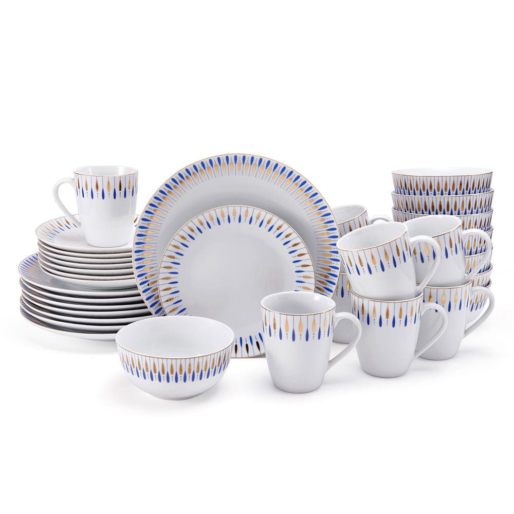 Starburst Blue 32 Piece Dinnerware Set. Service for 8