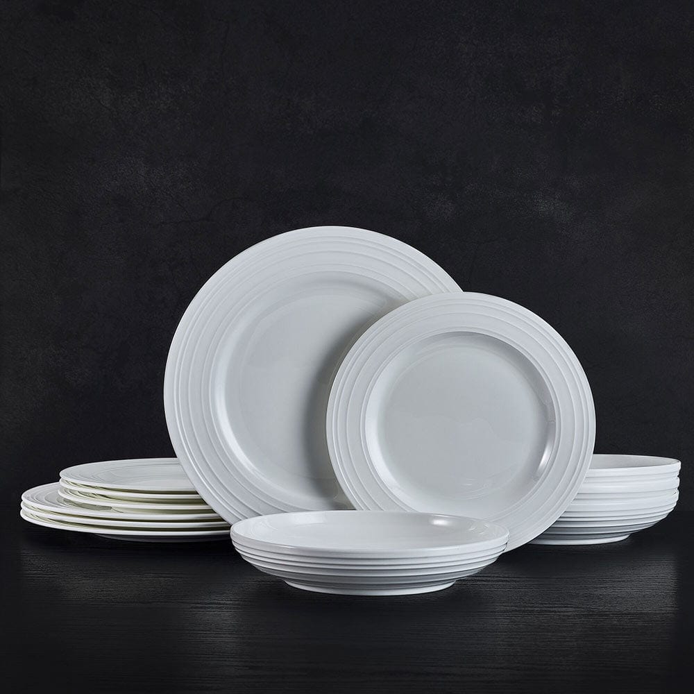 Swirl Bone 12 Piece Dinnerware Set with Pasta Bowls. Service for 4 - Image 2