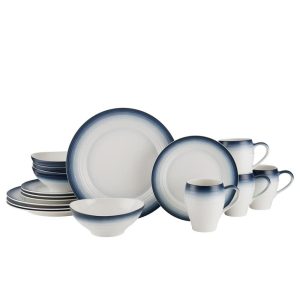 Swirl Ombre Blue 16 Piece Dinnerware Set. Service for 4
