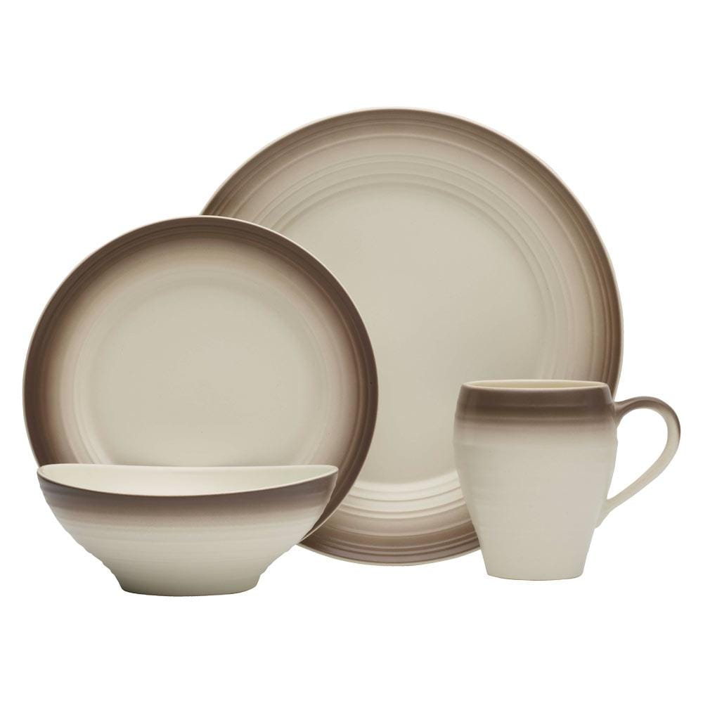 Swirl Ombre Mocha 16 Piece Dinnerware Set. Service for 4