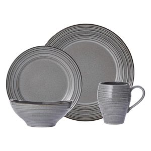 Swirl Speckle Graphite 16 Piece Dinnerware Set. Service for 4