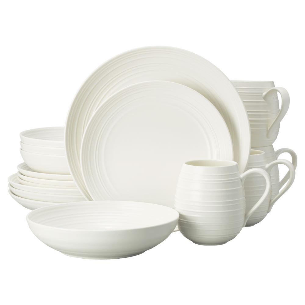 Swirl White Coupe 16 Piece Dinnerware Set. Service for 4