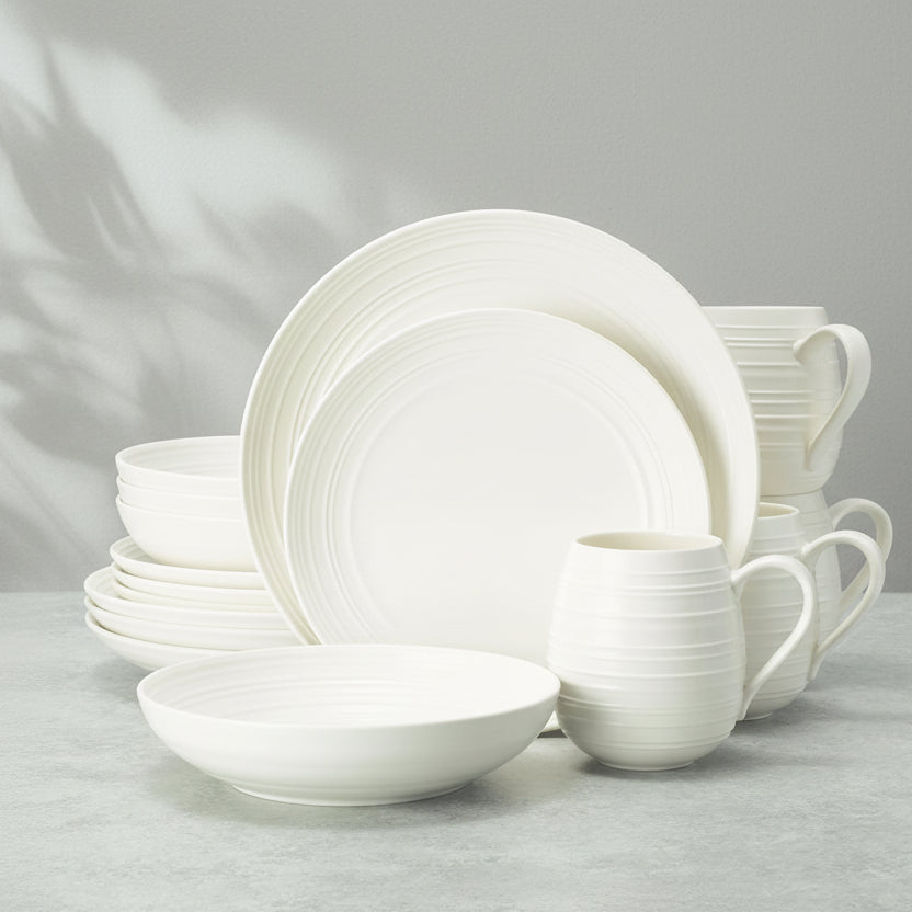 Swirl White Coupe 16 Piece Dinnerware Set. Service for 4 - Image 2