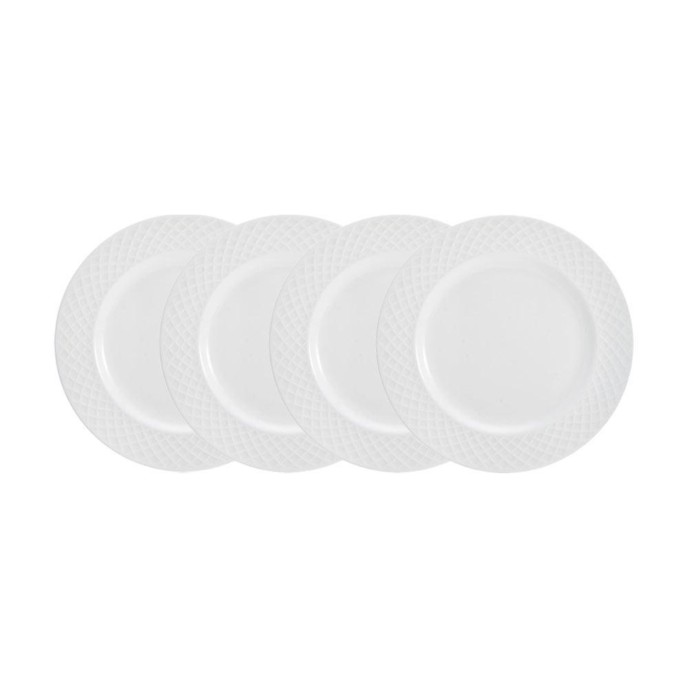 Trellis White Set of 4 Appetizer Plates
