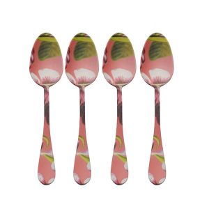 Vintage Botanical Set of 4 Teaspoons
