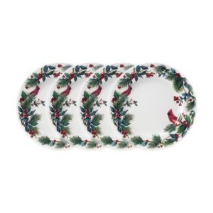 Winter Cardinal Set of 4 Salad Plates