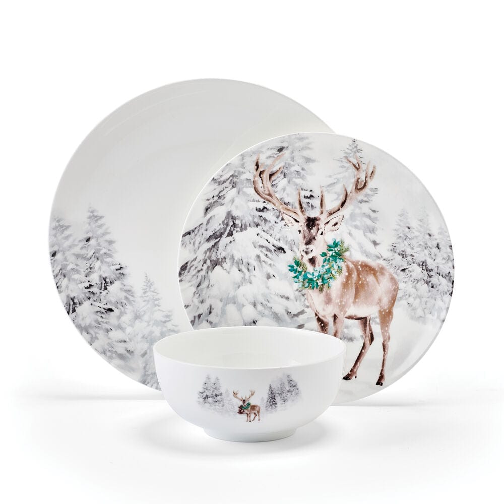 Woodsy Winter 12 Piece Dinnerware set. Service for 4 - Image 8